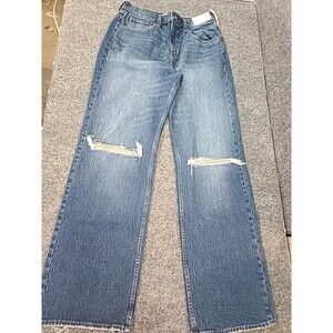 NWT Abercrombie & Fitch Mens 29 Long High Rise 90's Relaxed  Distressed Jeans